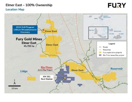 Fury durchteuft 32,35 m mit 1,16 % Li2O bei der Entdeckung Ninaaskumuwin