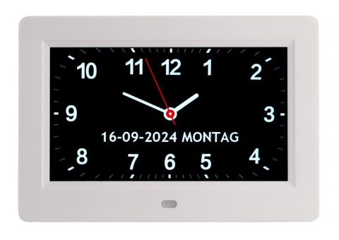 infactory Digital-Uhr mit 7″-Display, Wecker, Medizin-Erinnerung, Mediaplayer