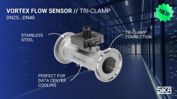 Mit Tri-Clamp: Vortex-Durchflusssensoren von SIKA mit neuem Anschluss zur effizienten Rechenzentrumskühlung