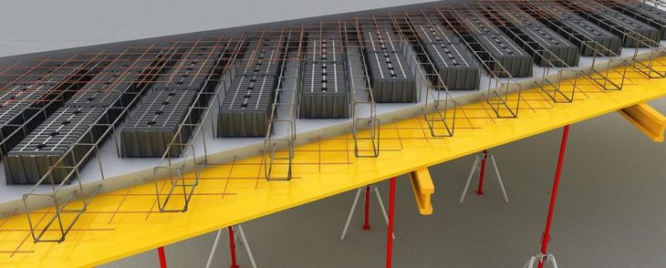 Airplast Schalungen für die Entlastung von Fertigbetondecken und zur Realisierung von Spannbetondecken