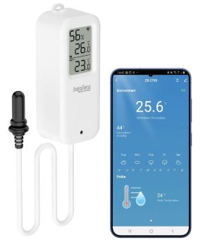 Luminea Home Control WLAN-Temperatur-/Luftfeuchtigkeitsmesser mit Innen- & Außensensor, App