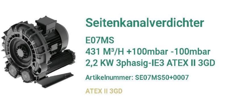 Effektive Dampfabsaugung in ATEX-Zonen – Seitenkanalverdichter E07MS für Labor- und Technikräume
