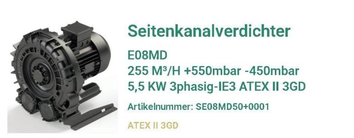 Zuverlässige Gasförderung in Biogasanlagen – ATEX-zertifizierter Seitenkanalverdichter E08MD