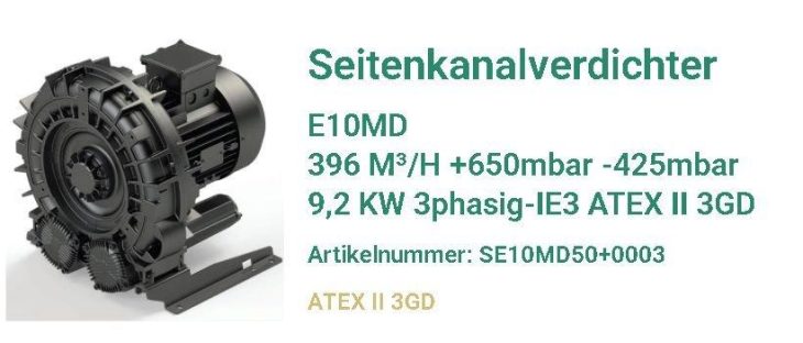 Effizienter Sauerstoffeintrag in ATEX-Klärzonen – Seitenkanalverdichter E10MD für biologische Reinigungsstufen