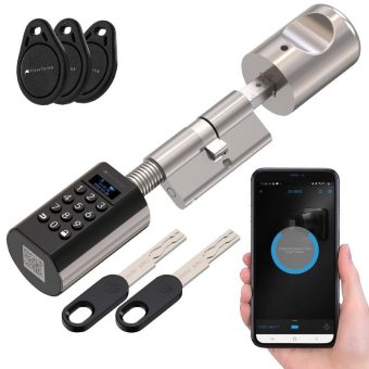 VisorTech Elektronischer Tür-Schließzylinder TSZ-530 mit Display, Code, Transponder, App