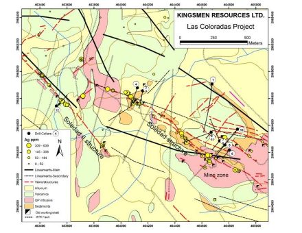 Kingsmen durchteuft 1.742 g/t Silberäquivalent über 0,7 Meter (190,85 bis 191,55 m) im Rahmen seines ersten Bohrprogramms auf dem Silberprojekt Las Coloradas in Chihuahua (Mexiko)