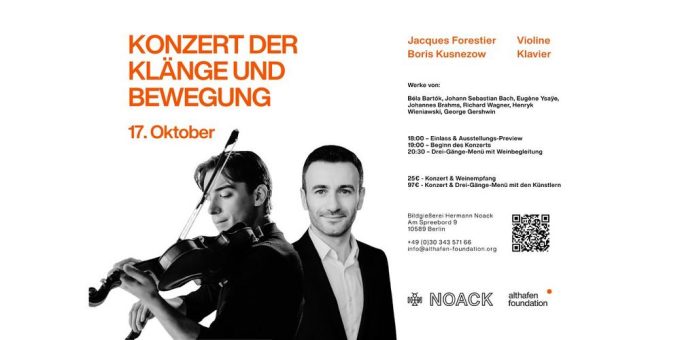 Der Geiger Jacques Forestier und Pianist Boris Kusnezow spielen „Song and Dance“ in historischer Werkshalle