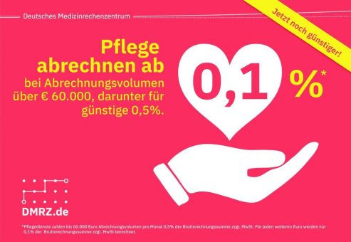 Nur noch 0,1 Prozent* pro Euro ab 60.000 Euro Abrechnungsvolumen