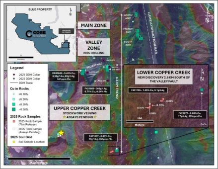 Core Silver entdeckt neue Kupfer-Porphyr-Erzgänge auf Laverdiere