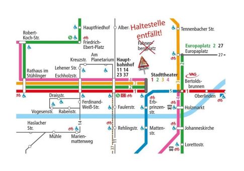 Gleiskreuzung am Stadttheater wird erneuert: Umleitung der Stadtbahnen ab 27. Oktober