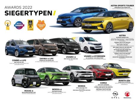 Die Opel-Siegertypen 2022: Von A wie Astra bis Z wie Zafira-e Life