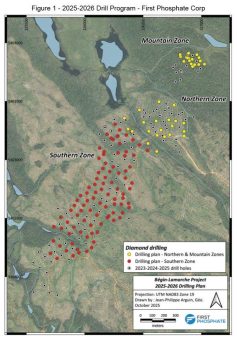 First Phosphate kündigt Aufnahme eines beschleunigten 30.000-Meter-Bohrprogramms zur Erarbeitung eines endgültigen Geomodells für sein magmatisches Phosphatkonzessionsgebiet Bégin-Lamarche an
