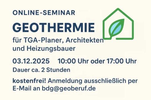Kostenfreies Webinar: Effiziente Nutzung von Geothermie in der TGA-Planung