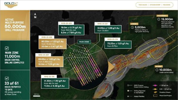 Grade-Control-Bohrungen in der Moss-Main-Zone definieren weiterhin hochgradige Scherzonen – 69,65 m mit 1,63 g/t Au ab 4,35 m, einschließlich 10,0 m mit 7,09 g/t Au