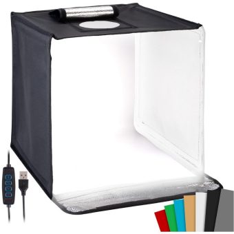 Somikon Fotobox zum Fotografieren, faltbar, mit LED-Licht, 40 x 40 x 40 cm