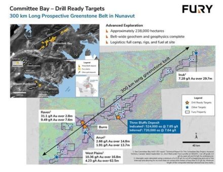Fury erweitert die Three-Bluffs-Mineralisierung (Committee Bay) und vergrößert das Raven-Zielgebiet