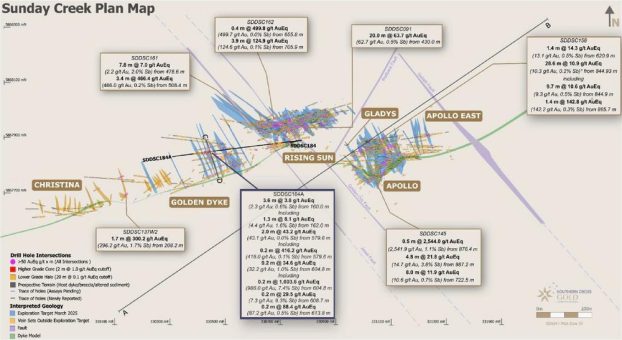 Southern Cross Gold bohrt 9,2 m mit 32,2 G/T Gold und 1,0 % Antimon aus Golden Dyke