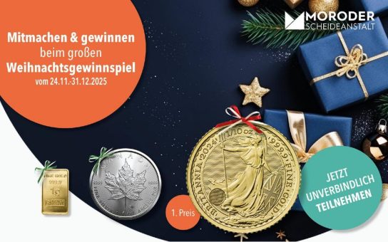 Beim Weihnachtsgewinnspiel verschenkt die Moroder Scheideanstalt echte Goldmünzen