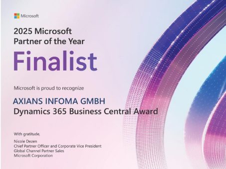 Axians Infoma als Finalist des Awards “2025 Microsoft Dynamics 365 Business Central Partner of the Year” ausgezeichnet