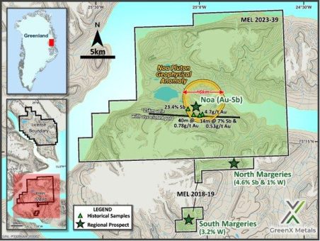 GreenX sucht nach Gold, Wolfram und Antimon im Eleonore North Projekt in Grönland