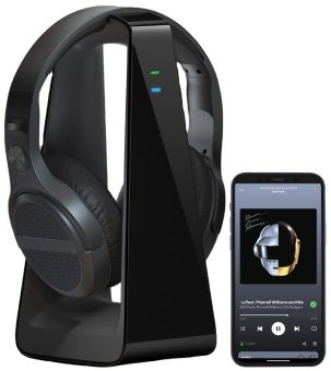 auvisio Digitaler Stereo-Funkkopfhörer OK-335, DSP, Akku, Bluetooth, Ladestation, 30 m