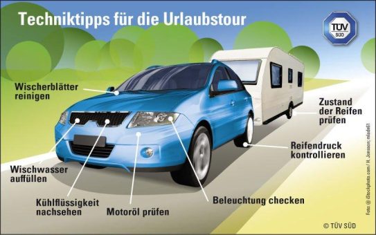 TÜV SÜD: Fünf Techniktipps für die Urlaubstour
