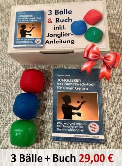 Geschenkidee: 3 Bälle & Buch inkl. Jonglier-Anleitung – Preis 29,90 €