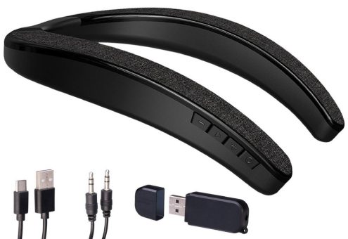 auvisio 2in1-Akku-TV-Nackenlautsprecher KH-535 mit Bluetooth, Freisprechen, MP3