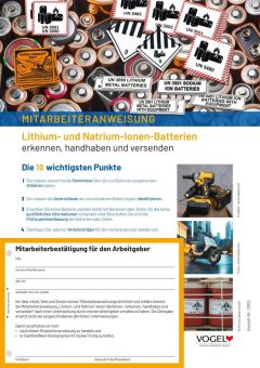 Neue Auflage Mitarbeiteranweisung Lithium- und Natrium-Ionen-Batterien