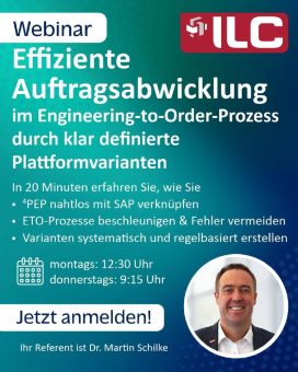 Webinar: „Effiziente Auftragsabwicklung im Engineering-to-Order-Prozess (ETO) durch klar definierte Plattformvarianten“