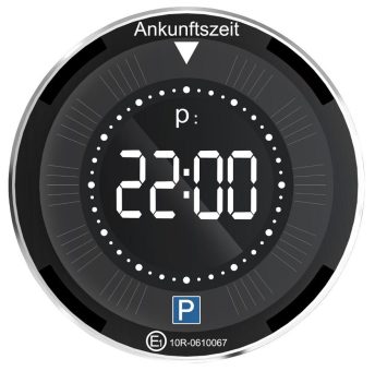 Lescars Digitale e-Parkscheibe, ECE-Zulassung, Erschütterungssensor, Solar