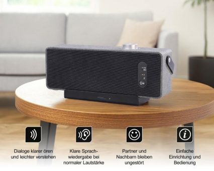 auvisio Mobiler TV-Lautsprecher, digitale Funk-Übertragung, 2 Hörprofile, Akku