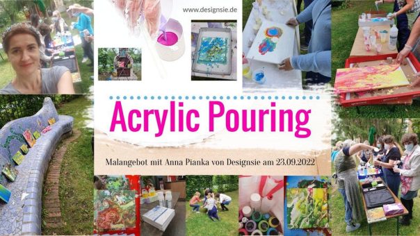 Farbenpracht mit Glitzerregen: Acrylic Pouring Malnachmittag in Hannover Hainholz mit Künstlerin Anna Pianka am 23.09.2022
