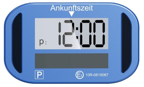 Lescars Kompakte e-Parkscheibe, ECE-Zulassung, Erschütterungssensor, Solar