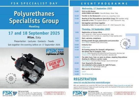 Jetzt anmelden: FSK-Fachtag Polyurethane bei Cannon SpA in Mailand, Italien