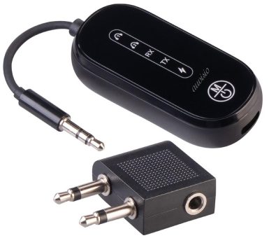 auvisio Audio-Transmitter & Receiver mit Flugzeugadapter, Bluetooth 5.4, Akku