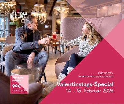 Romantische Auszeit zum Valentinstag: Karlsruhe bietet exklusives Übernachtungs- und Genuss-Special