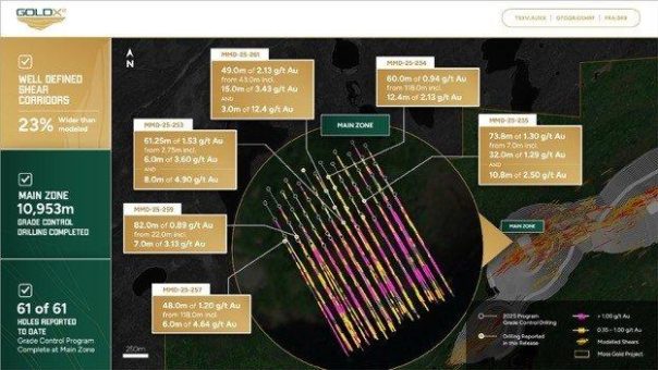 Gold X2 gibt positive Ergebnisse bei Kontrollbohrungen in der Hauptzone bekannt, darunter 49,0 m mit 2,13 g/t Au