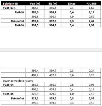 Isoenergy und Purepoint stossen auf bis zu 8,1 % U₃O₈ auf Dorado