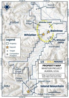 U.S. GoldMining verdoppelt die angedeutete Mineralressourcenschätzung auf 6,48 Millionen AuEq Oz mit zusätzlichen 4,16 Millionen Unzen AuEq in vermuteter Kategorie für das Whistler Projekt, Alaska