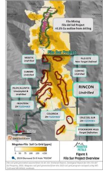 Die Gesteinssplitter- und Grabenuntersuchungen von Mogotes Metals erweitern das neue Kupfer-Gold-Silber-Vorkommen Rincon auf dem Projekt Filo Sur im argentinischen Distrikt Vicuna