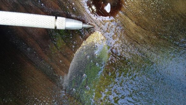 Aurania untersucht das sichtbare Gold, das in Crunchy Hill gefunden wurde