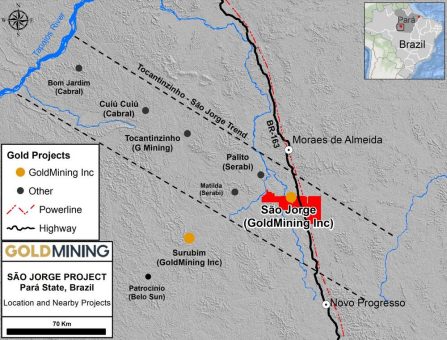 GoldMining durchschneidet 37 Meter mit einem Gehalt von 2,26 g/t Gold innerhalb eines mineralisierten Korridors von 163 Metern mit einem Gehalt von 1,02 g/t Gold im Projekt São Jorge, Brasilien