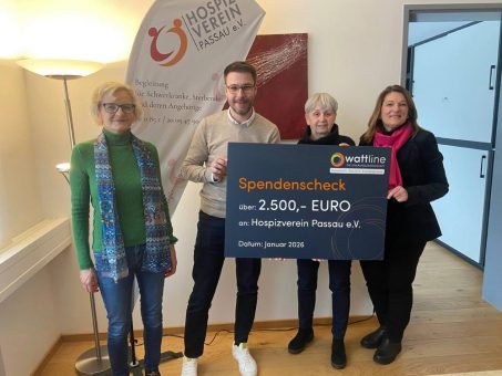 wattline zeigt Herz: 2.500 Euro-Spende für den Hospizverein Passau