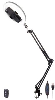 Somikon Dokumentenscanner- und Overhead-Stativ mit 10″-Ringlicht und Auslöser