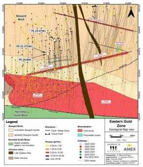 Amex bohrt 76,51 g/t Au auf 6,40 m in erstem Bohrloch von Gehaltskontrollprogramm für die Großprobe