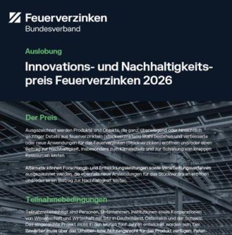 Bundesverband Feuerverzinken: Jetzt bewerben: Innovations- und Nachhaltigkeitspreis Feuerverzinken 2026