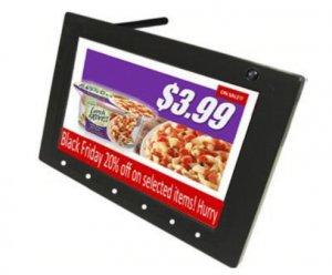 Digital Signage Signboard mit Bewegungssensor und interaktiven Schaltflächen