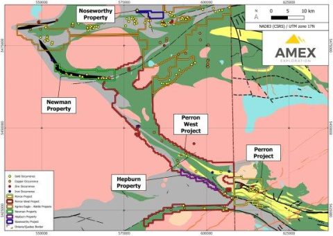 Amex Exploration erwirbt Option auf Konzessionsgebiete Newman, Noseworthy und Hepburn in Ontario