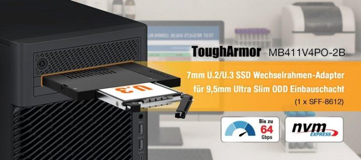 Umwandlung des Ultra Slim ODD-Schachts in einen Hochgeschwindigkeits NVMe Schacht